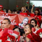 Protesta en apoyo del primer pinistro tailandés Shinawatra en medio de la crisis fronteriza entre Tailandia y Camboya.