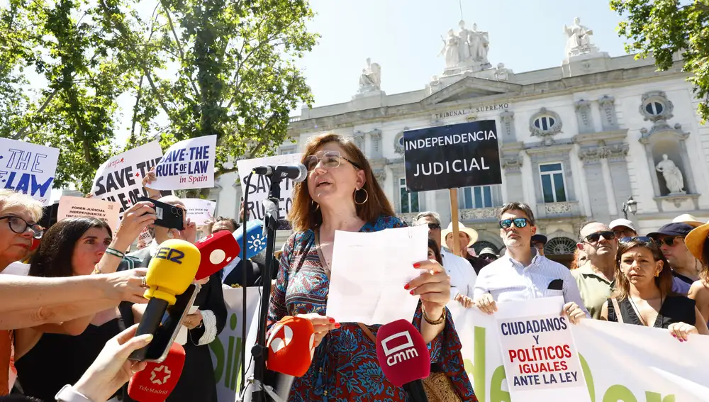 María Jesús del Barco, jueza decana de Madrid, en la protesta de jueces