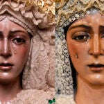 Imagen del antes y el despues de la talla de la Esperanza Macarena 