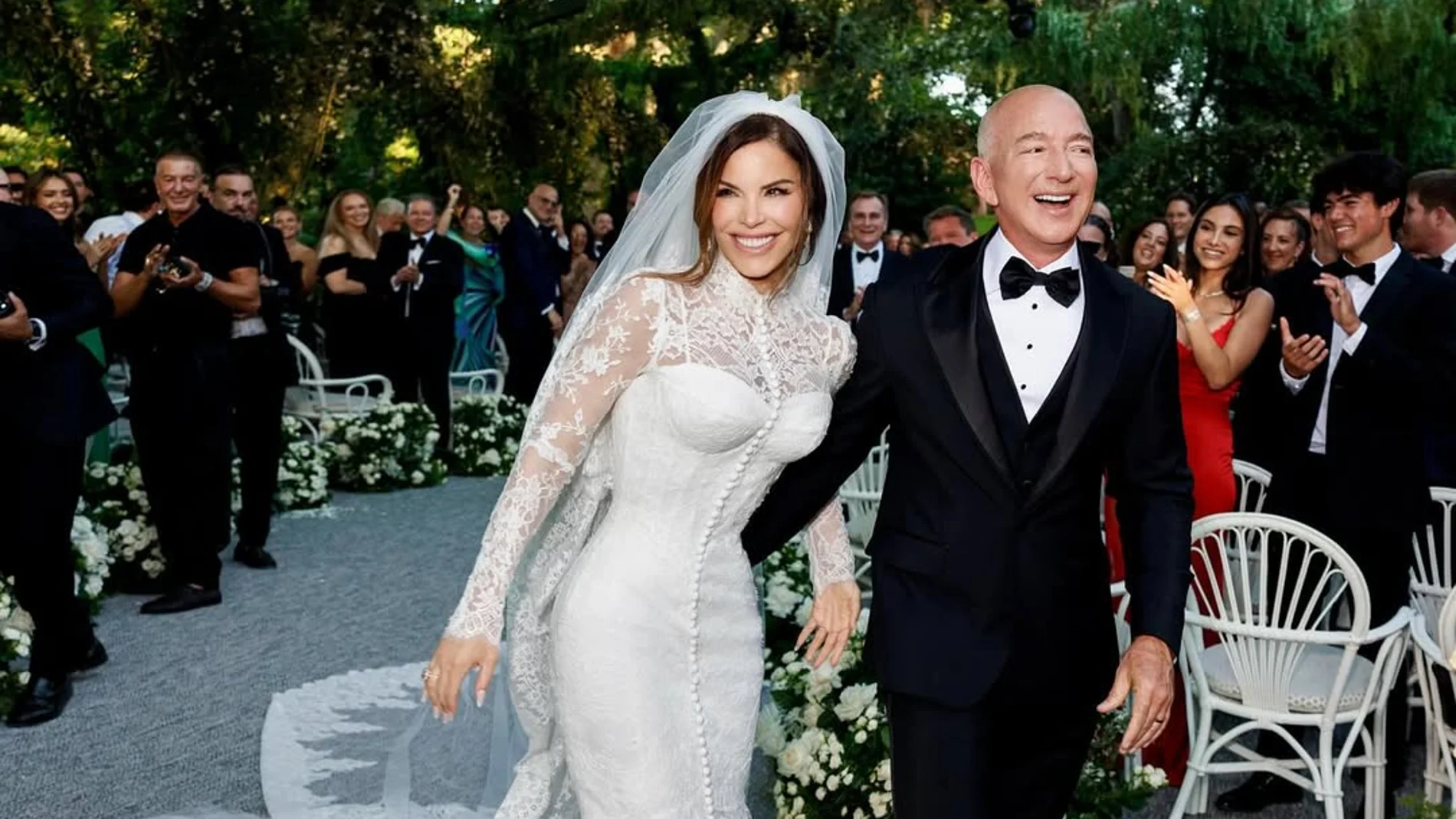 Laura Sánchez y Jeff Bezos en su boda en Venecia.