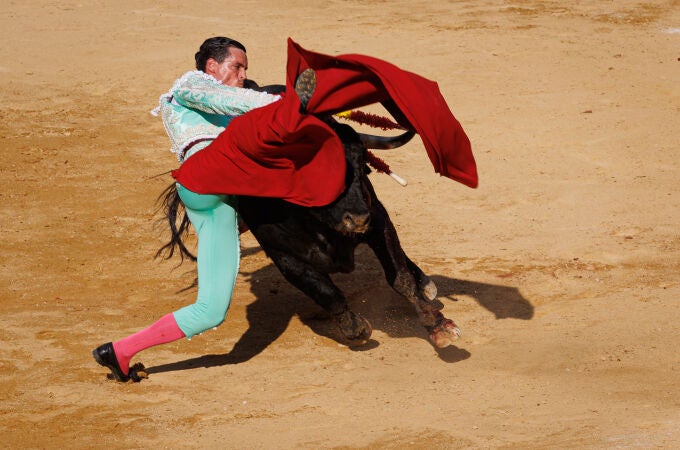 El diestro David Galván, herido en la cogida sufrida en la plaza de toros de Soria