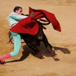 El diestro David Galván, herido en la cogida sufrida en la plaza de toros de Soria