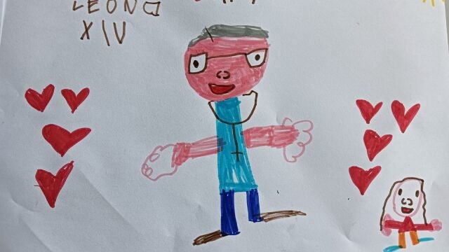 Uno de los dibujos que enviaron al Papa los alumnos de 5 años del Colegio La Natividad, de Madrid.