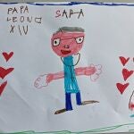 Uno de los dibujos que enviaron al Papa los alumnos de 5 años del Colegio La Natividad, de Madrid.