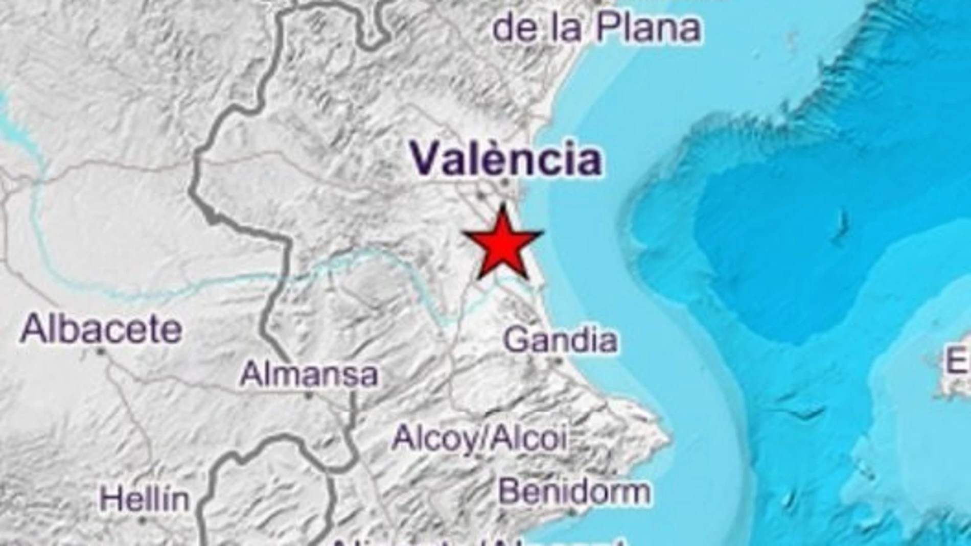 Mapa que señaliza el terremoto de magnitud 2.7 registrado en la localidad valenciana de Almussafes. REMITIDA / HANDOUT por EMERGENCIAS 112 GENERALITAT VALENCIANA Fotografía remitida a medios de comunicación exclusivamente para ilustrar la noticia a la que hace referencia la imagen, y citando la procedencia de la imagen en la firma 01/07/2025