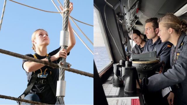 Imágenes de Doña Leonor a bordo del "Elcano" y la "Blas de Lezo"