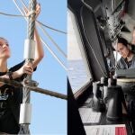 Imágenes de Doña Leonor a bordo del "Elcano" y la "Blas de Lezo"