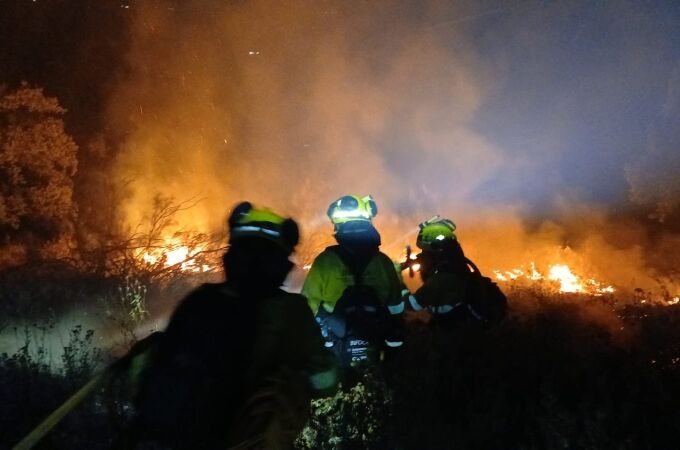 Tareas de lucha contra el incendio forestal en Montecorto 