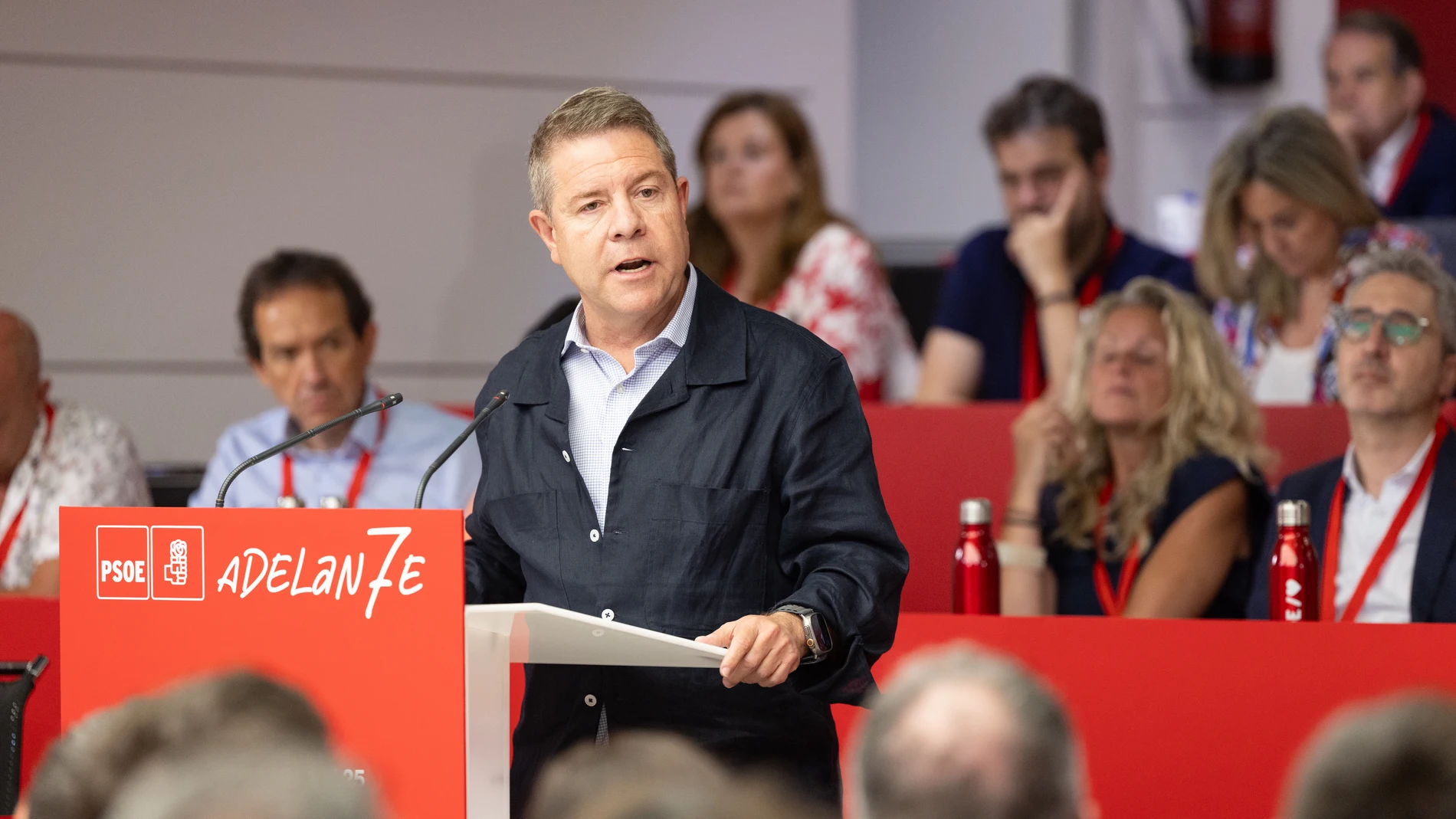 MADRID, 05/07/2025.- El presidente de Castilla-La Mancha, Emiliano García-Page, interviene en el Comité Federal del partido celebrado este sábado en la sede del partido en la madrileña calle de Ferraz. EFE/ PSOE / Eva Ercolanese SÓLO USO EDITORIAL / SÓLO DISPONIBLE PARA ILUSTRAR LA NOTICIA QUE ACOMPAÑA (CRÉDITO OBLIGATORIO)