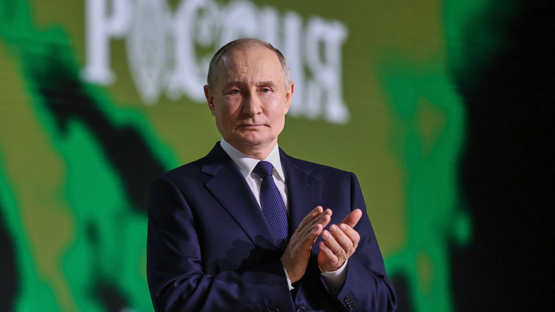 Russian President Vladimir Putin attends the forum of the All-Russian People's Front called "All for victory!" in Moscow, Russia, Sunday, July 6, 2025. (Mikhail Metzel, Sputnik, Kremlin Pool Photo via AP)