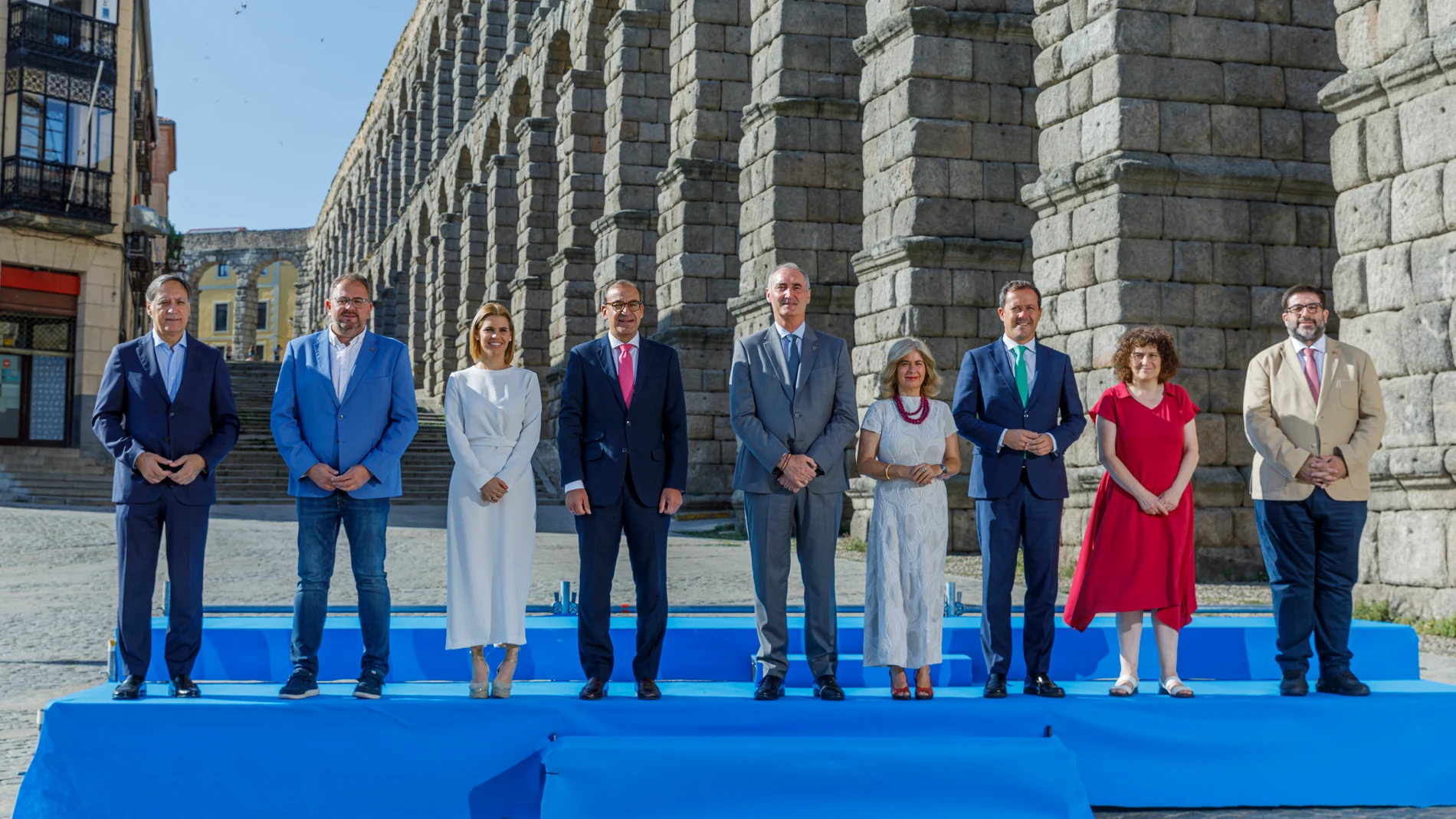 Los alcaldes del Grupo de Ciudades Patrimonio de la Humanidad, antes de celebrar la Asamblea General en Segovia