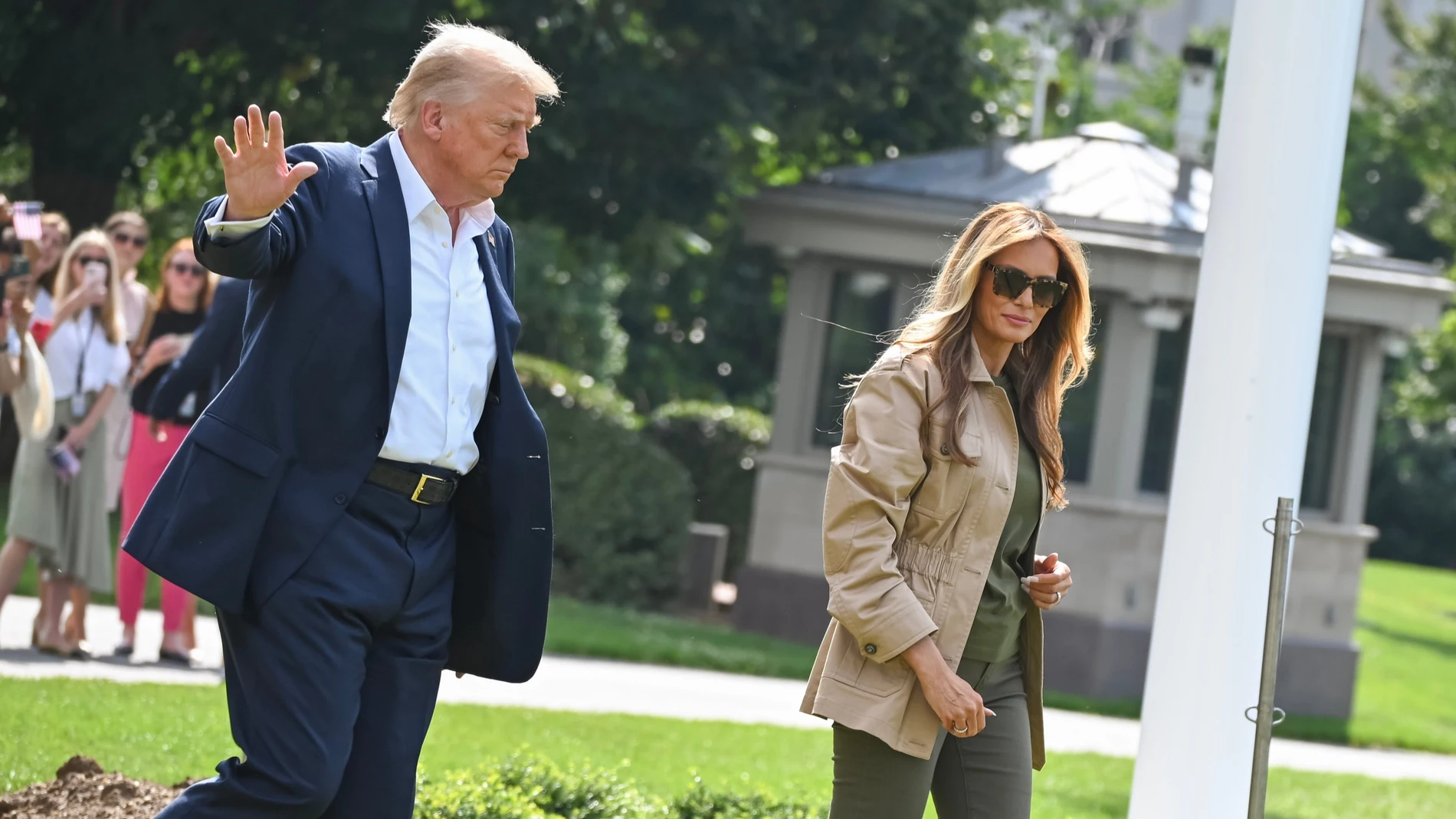 Melania Trump con Donald Trump en Texas.