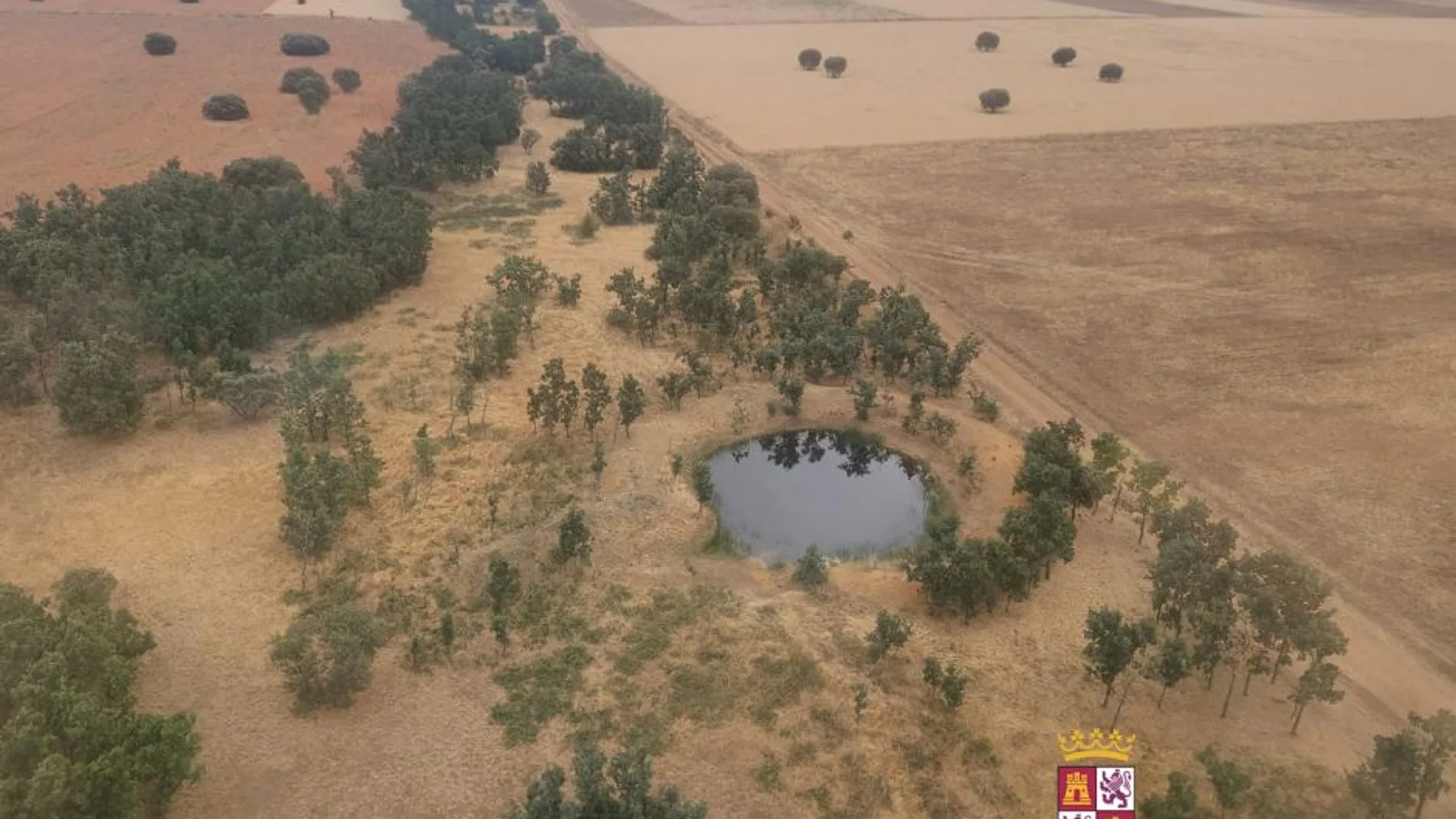 Masa de agua próxima a Villar de Mazarife (León) donde fue encontrado el cadáver