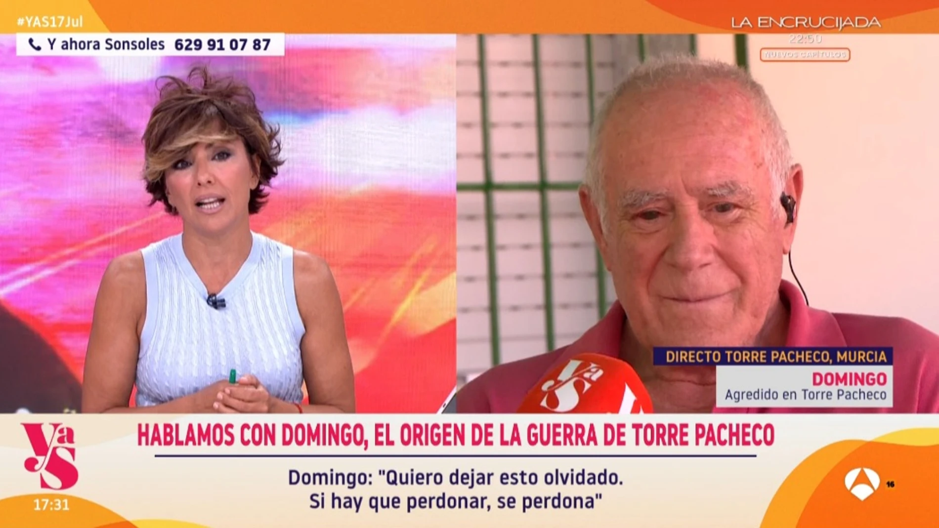Domingo, vecino agredido en Torrepacheco, en 'Y ahora Sonsoles'