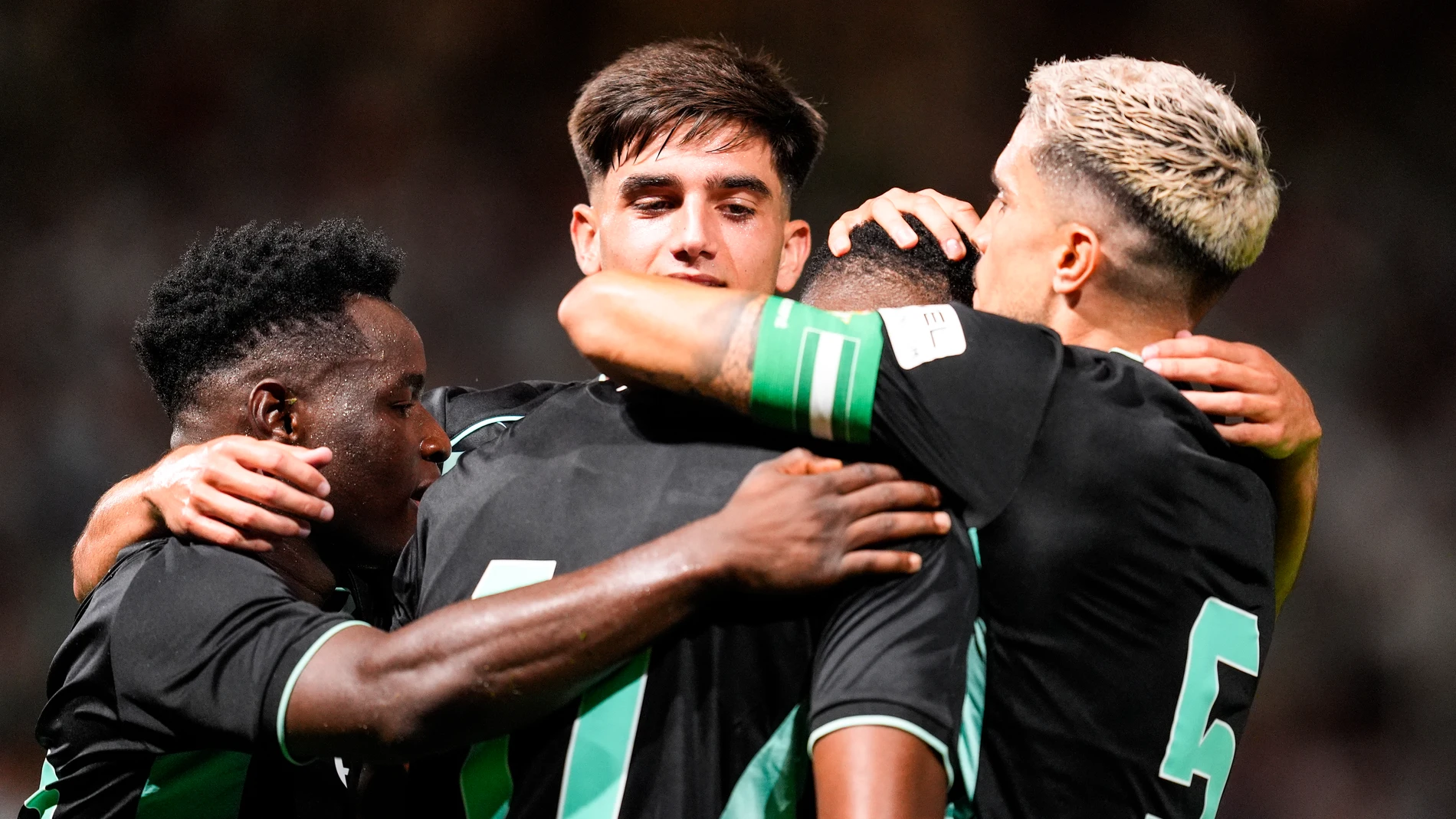 Cedric Bakambu of Real Betis celebrates a goal during a Pre-Season friendly football match played between Cordoba CF and Real Betis at Bahrain Victorious Nuevo Arcangel stadium on July 25, 2025 in Cordoba, Spain AFP7 25/07/2025 ONLY FOR USE IN SPAIN