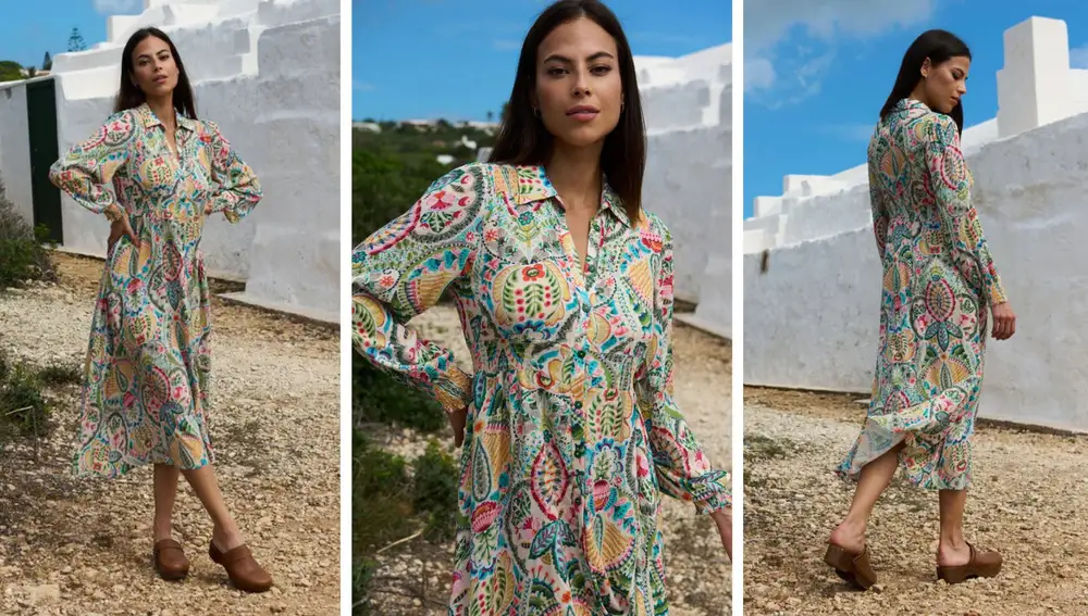 Bordado colorido y corte cómodo: un vestido con espíritu bohemio.