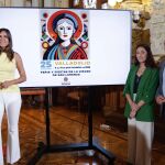 El alcalde de Valladolid, Jesús Julio Carnero, presenta el cartel y el programa de actividades de las Fiestas, junto a la concejala Blanca Jiménez y la autora del cartel Virginia Guadarrama