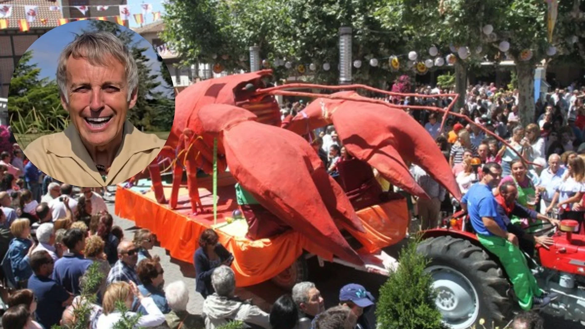 Desfile de carrozas en el Festival de Exaltación del Cangrejo en Herrera de Pisuerga al que se ha apuntado Javier Calleja