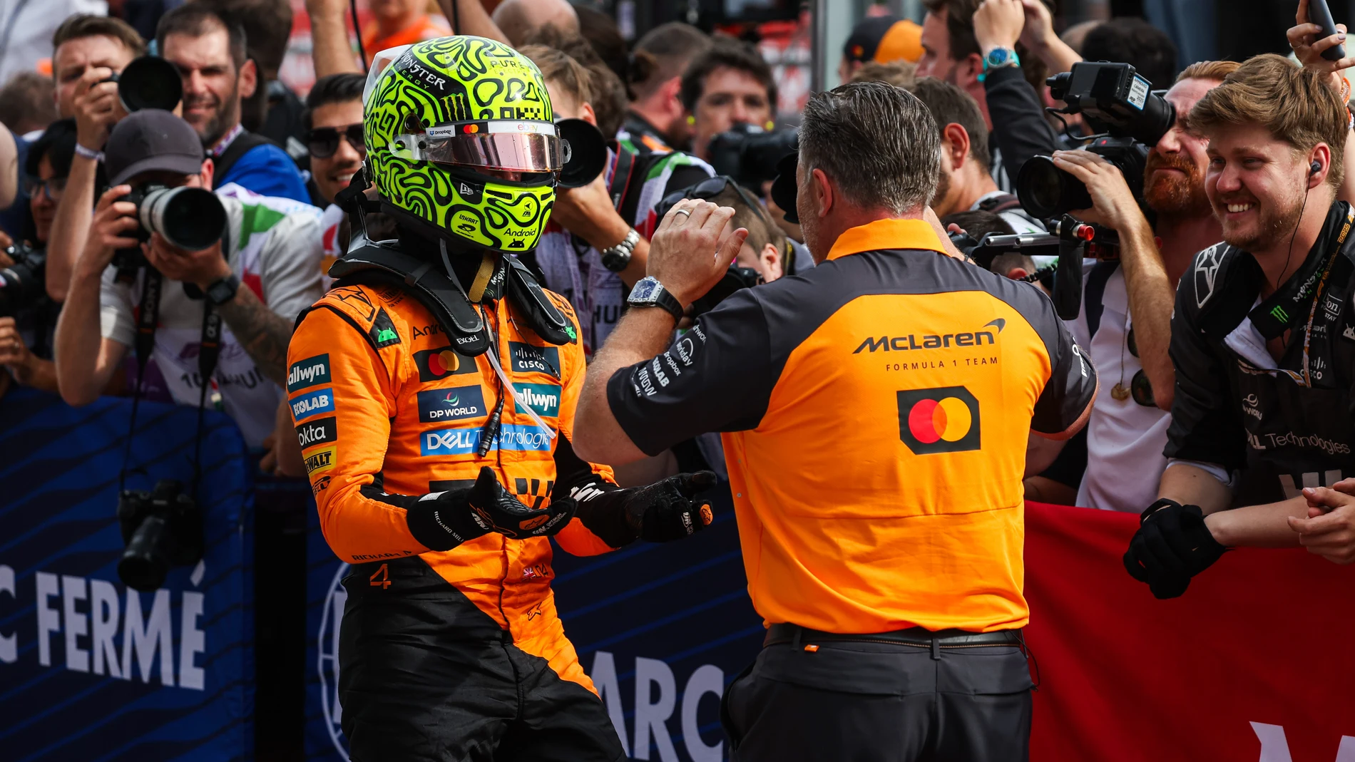 NORRIS Lando (gbr), McLaren F1 Team MCL39, BROWN Zak (usa), CEO of of McLaren Racing, portrait during the 2025 Formula 1 Lenovo Hungarian Grand Prix, 14th round of the 2025 FIA Formula One World Championship from August 1 to 3, 2025 on the Hungaroring, in Mogyorod, Hungary - Photo Antonin Vincent / DPPI AFP7 03/08/2025 ONLY FOR USE IN SPAIN