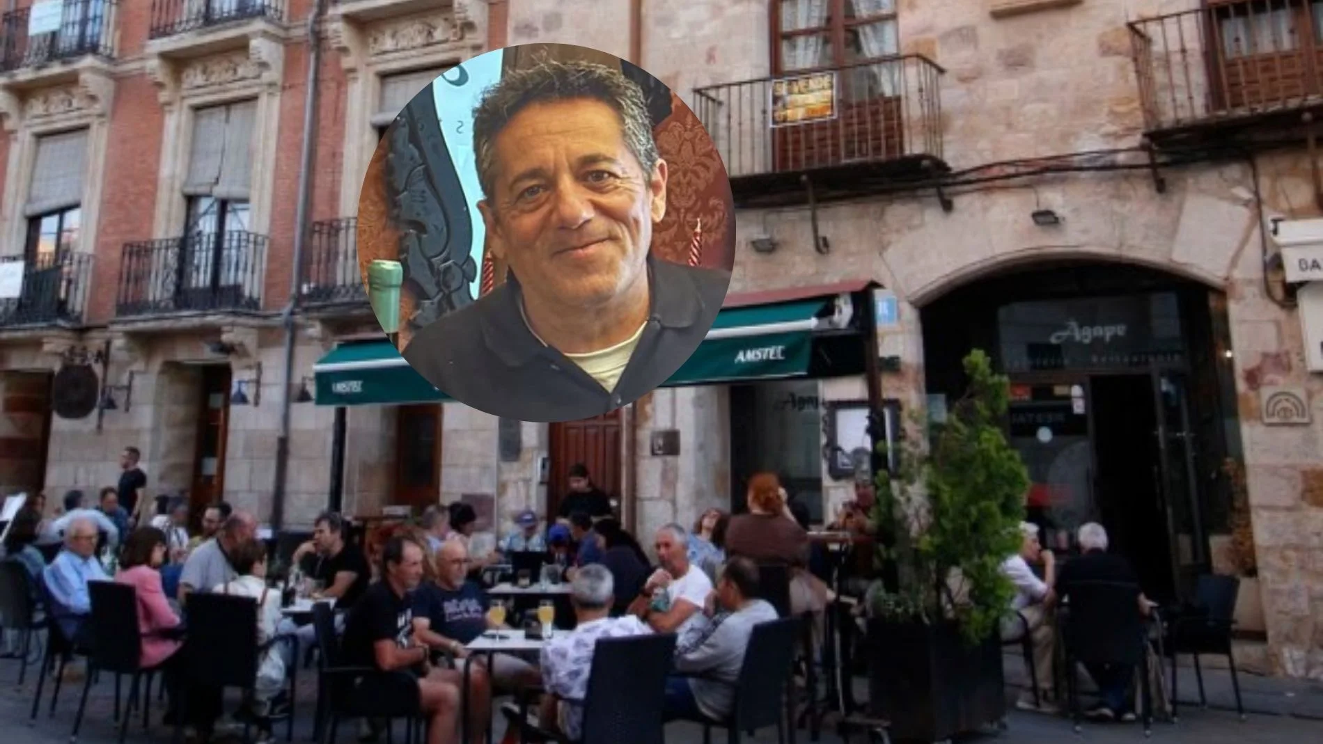 Terraza del Restaurante Ágape de Zamora y una foto del actor Pepón Nieto durante su visita a este templo gastronómico