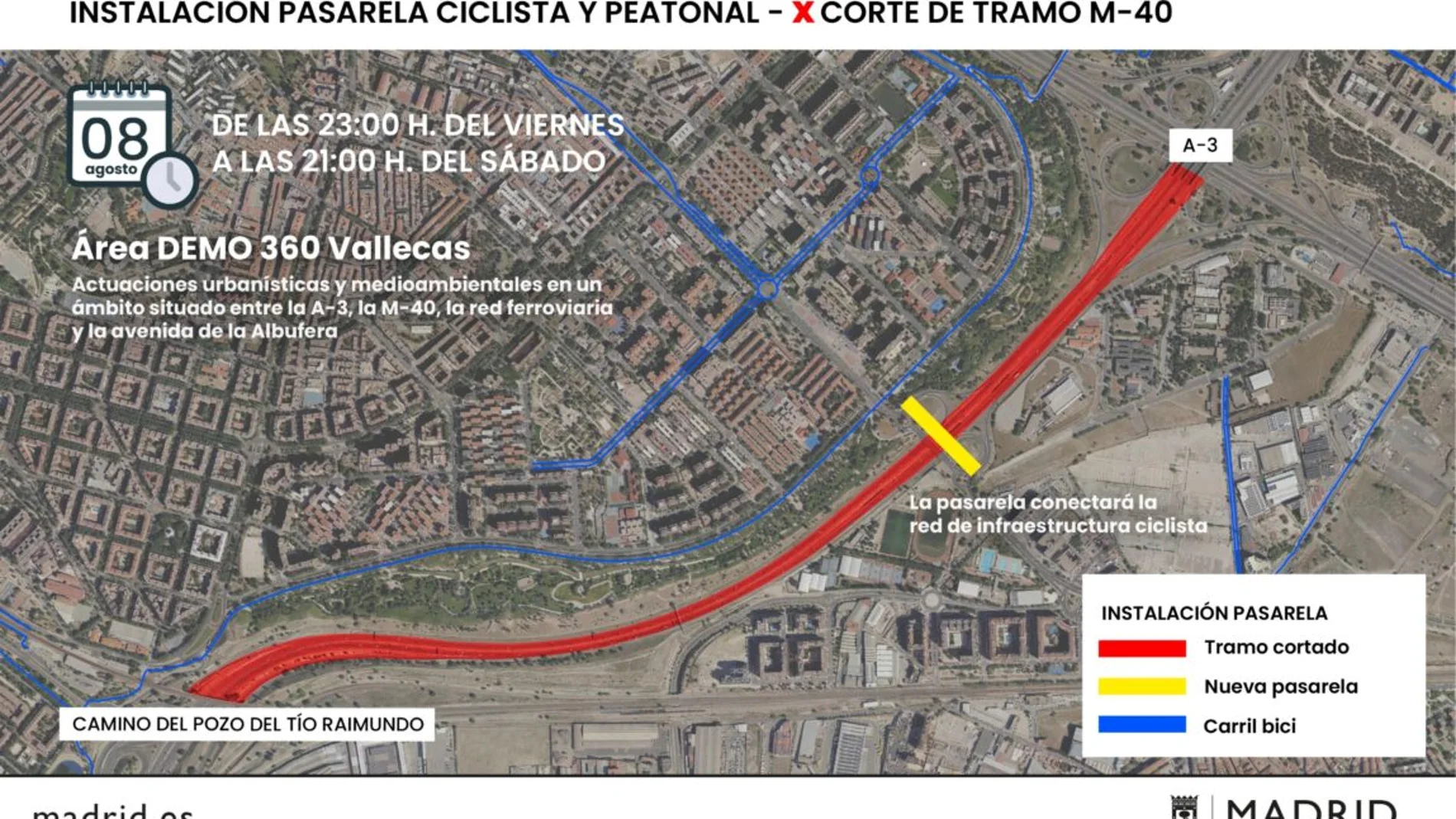 Esta es la nueva pasarela peatonal y ciclista que cierra la "herida" de la M-40 en Vallecas