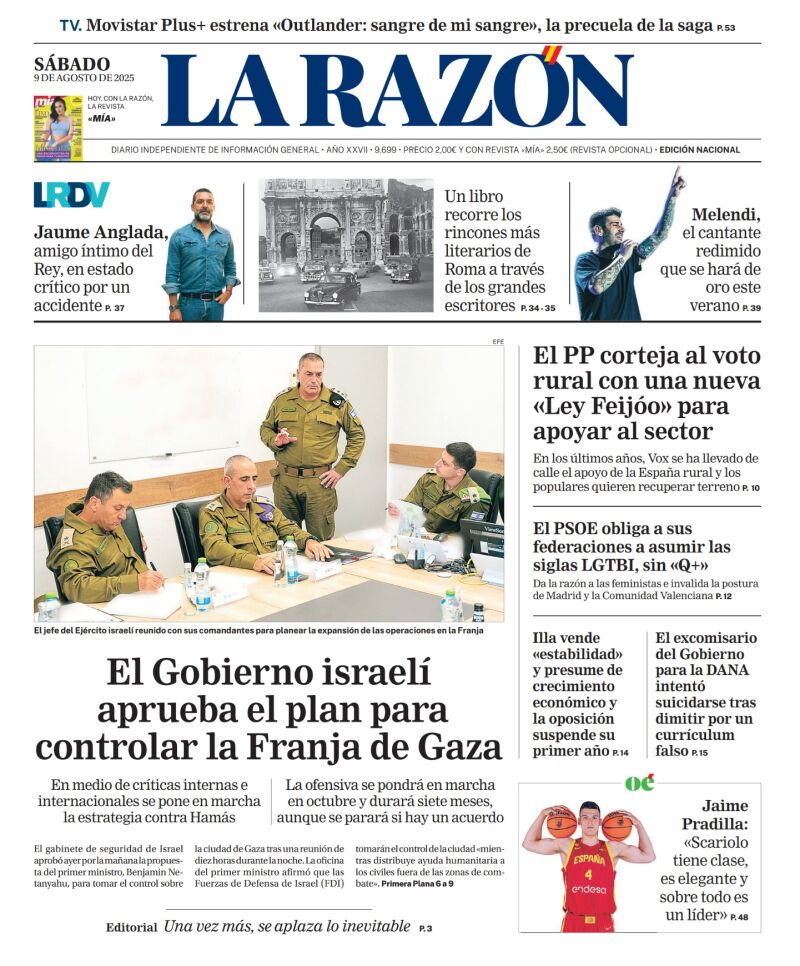 Portada La Razón sábado 9 de agosto de 2025