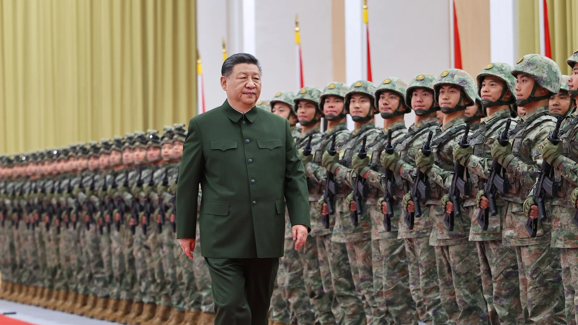 Chinese President Xi Jinping, general secretary of the Communist Party of China Central Committee and chairman of the Central Military Commission, reviews troops of the Chinese People's Liberation Army (PLA) garrison stationed in the Macao Special Administrative Region in Macau, China