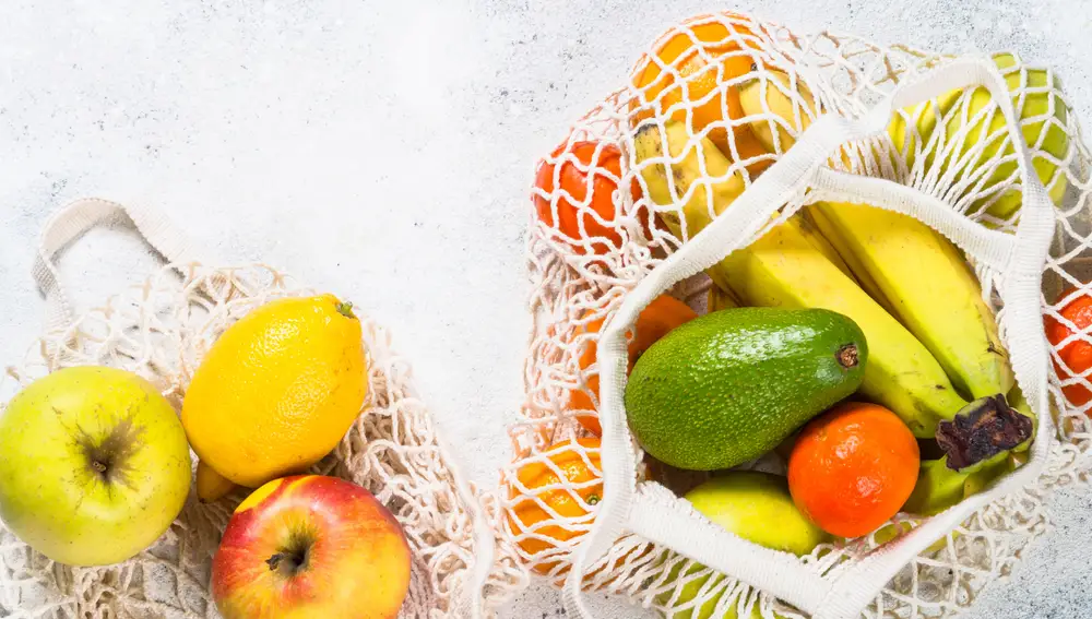 Bolsa de malla, frutas y verduras