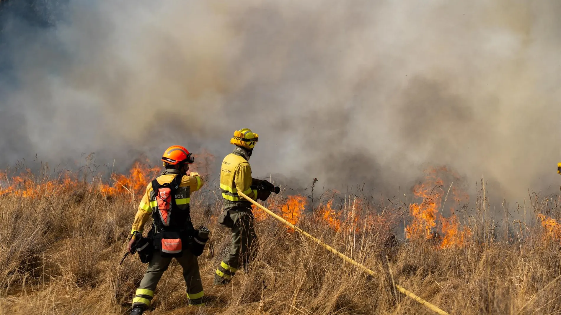Sucesos.- Varios pueblos desalojados en Zamora por los incendios de Puercas y Molezuelas, que avanza a León