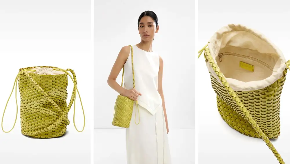 Bolso bombonera de piel trenzada (59,99€)