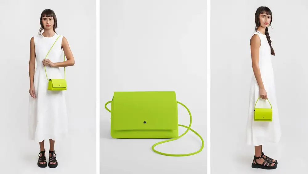 Bolso origami artesanal en verde lima (67,96€)