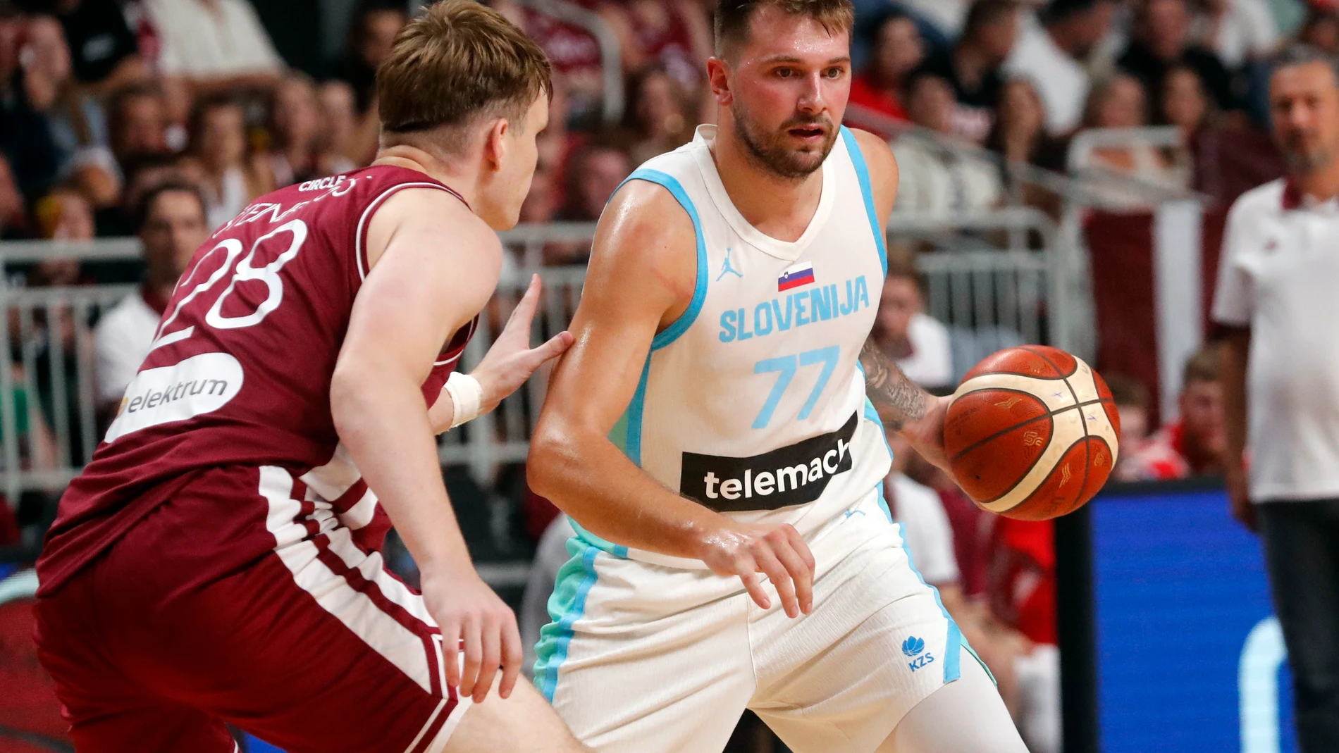 Luka Doncic, en el amistoso ante Letonia