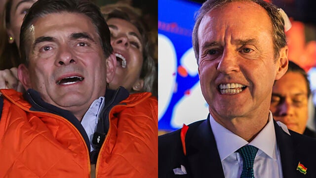 Jorge Quiroga y Rodrigo Paz reaccionan tras su paso a la segunda vuelta de las elecciones de Bolivia 