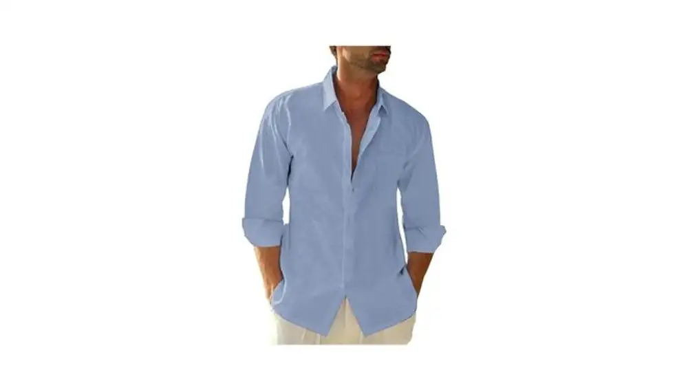 Camisa de Manga Larga de Algodón y Lino