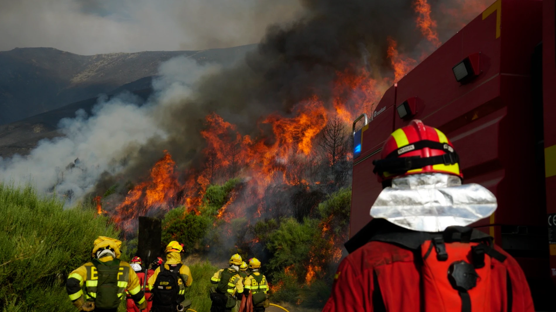 Efectivos de la UME en el incendio de Jarilla. REMITIDA / HANDOUT por DELEGACIÓN DEL GOBIERNO EN EXTREMADURA Fotografía remitida a medios de comunicación exclusivamente para ilustrar la noticia a la que hace referencia la imagen, y citando la procedencia de la imagen en la firma 18/08/2025