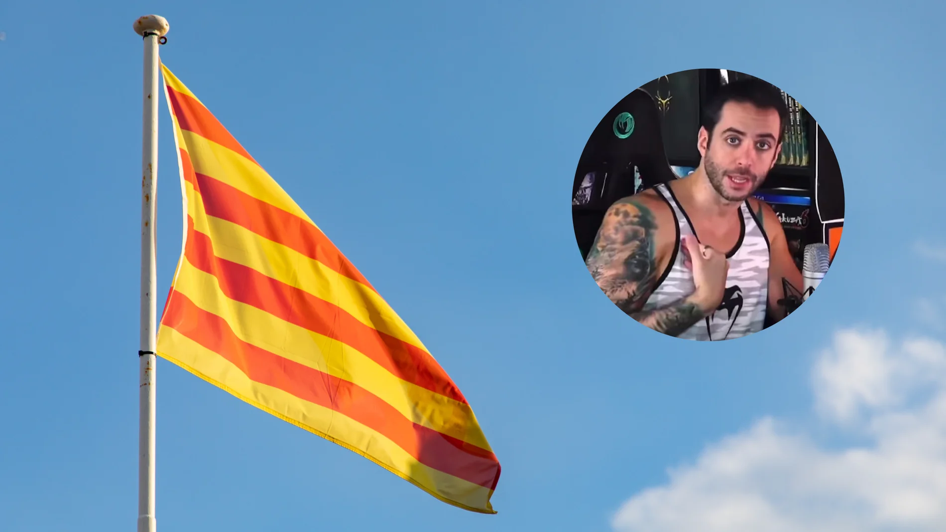 Jordi Wild junto a la bandera de Cataluña