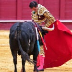 El diestro Saúl Jiménez Fortes en el festejo de la Feria de Málaga celebrado este lunes en la plaza de La Malagueta