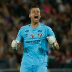 Fábio en el partido de los octavos de final de la Copa Sudamericana 2025