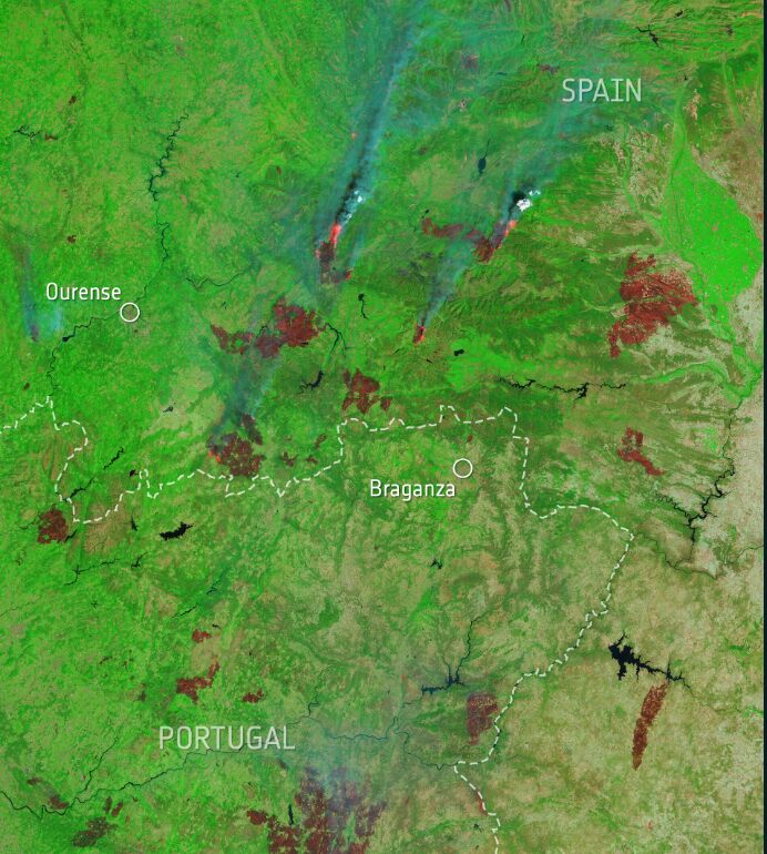 Vista de los incendios
