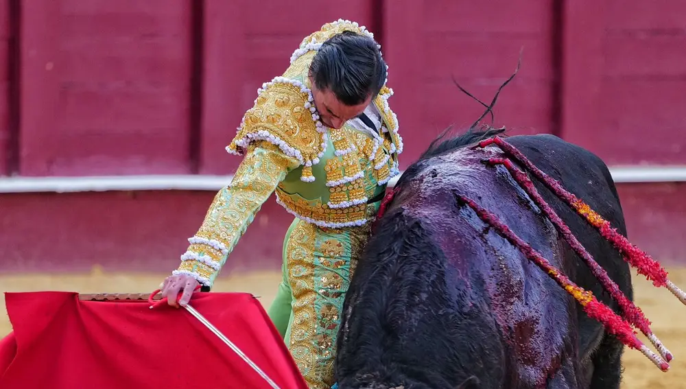 El diestro Juan Ortega durante el festejo de la Feria de Málaga, celebrado este miércoles en la plaza de La Malagueta.