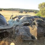 Vehículo siniestrado tras el accidente.