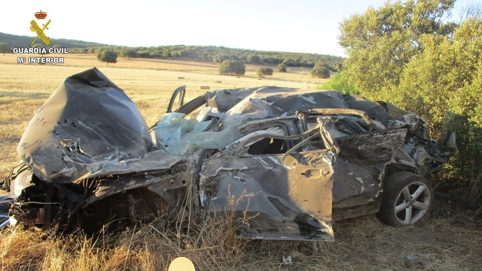 Vehículo siniestrado tras el accidente.