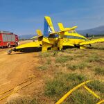 Una avioneta hace un aterrizaje de emergencia en la base de Rosinos de la Requejada (Zamora) tras sufrir daños en un estabilizador