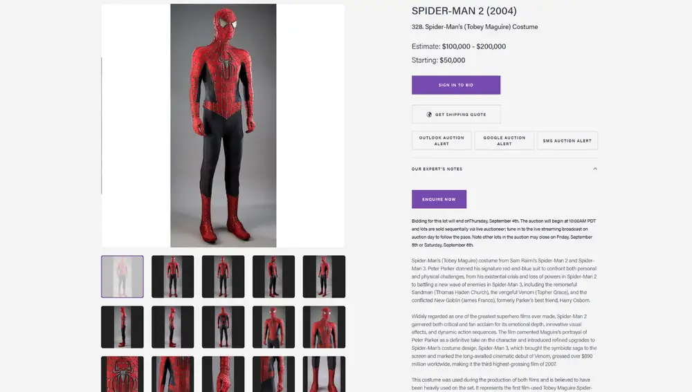 El traje de Spider-Man 2 tendrá un precio e salida de 50.000 dólares