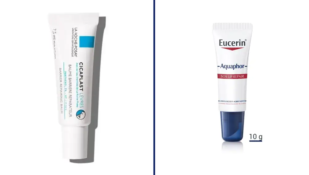 Cicaplast Levres B5 (La Roche-Posay) y Aquaphor (Eucerin)
