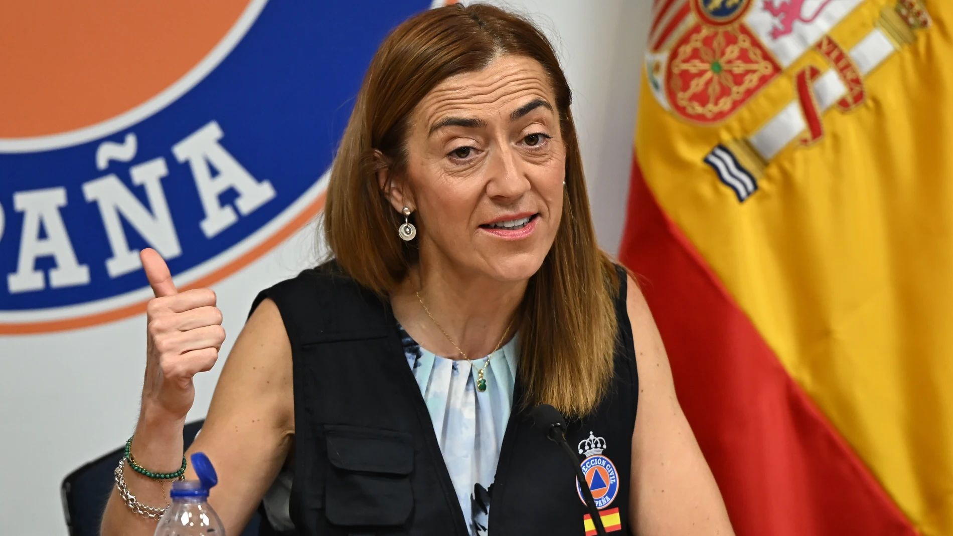 MADRID, 23/08/2025.- La directora general de Protección Civil, Virginia Barcones, comparece tras la reunión CECOD, este sábado. EFE/Fernando Villar