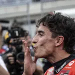 Marc Márquez celebra su triunfo este domingo en Hungría