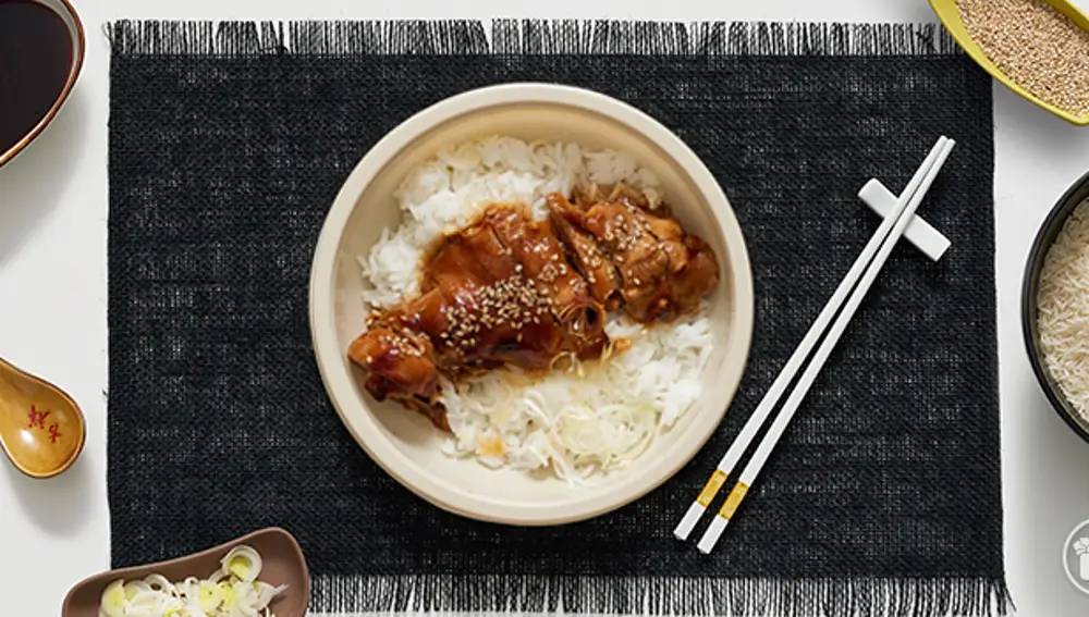Pollo teriyaki con arroz