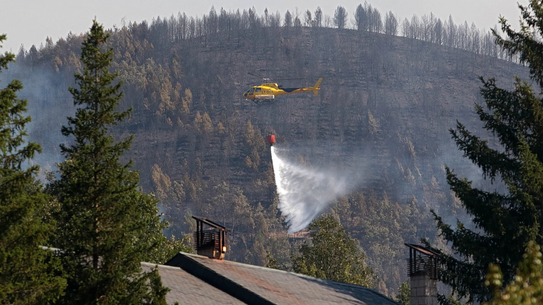 Tareas de extinción del fuego en la provincia leonesa
