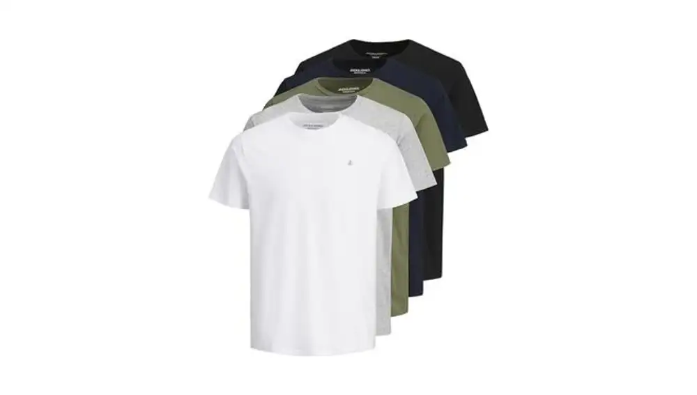 JACK & JONES Pack de 5 camisetas Logo O-Neck